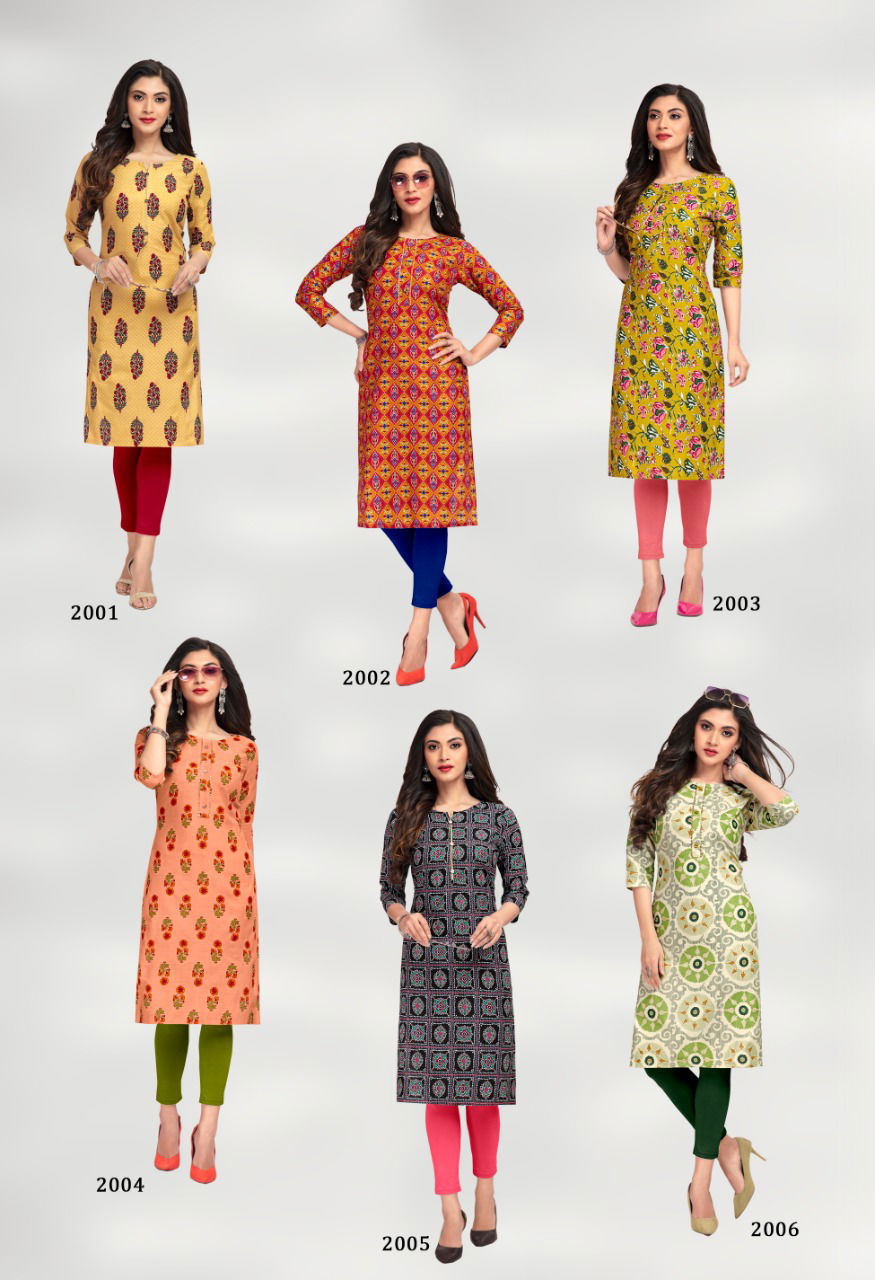 Traditional 2 Cotton Regular Wear Printed Designer Kurti Collection